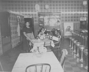 Mayme Martin with Guests at the Martin Hotel restaurant